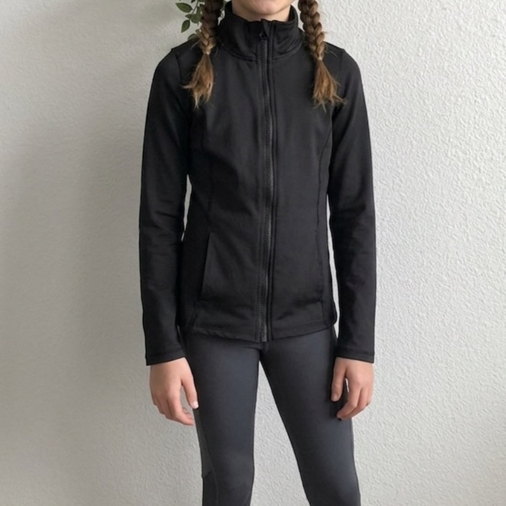 Kids Girl’s 90 Degree By Reflex Black Zip-Up Active Jacket size 10/12